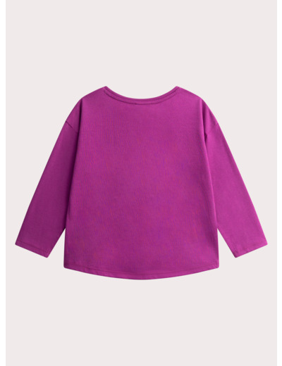 T-shirt violet animation chouette pour fille