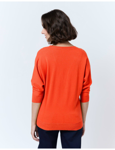 Pull fin uni ORANGE Femme