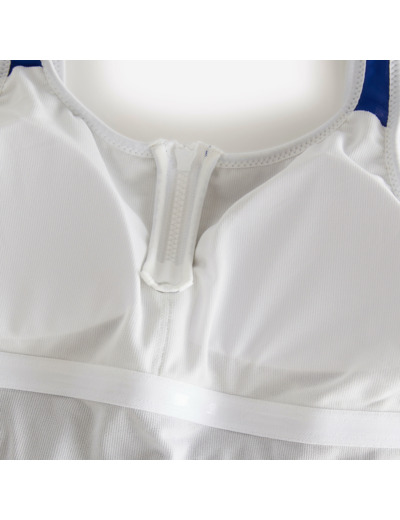 Maillot de bain 1 pièce natation Femme - Heva Joy zip bleu