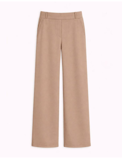 Pantalon long large uni BEIGE Femme