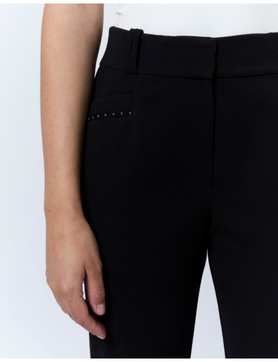 Pantalon 7/8 cigarette uni NOIR Femme