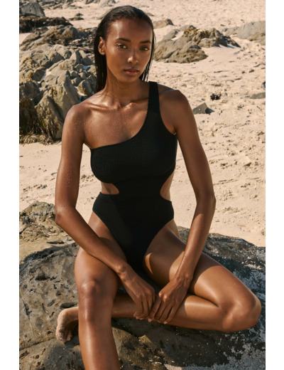 Maillot de bain 1 pièce découpe côte en matière extensible,Maillot de bain 1 pièce découpe côte en matière extensible;${refinementColor}