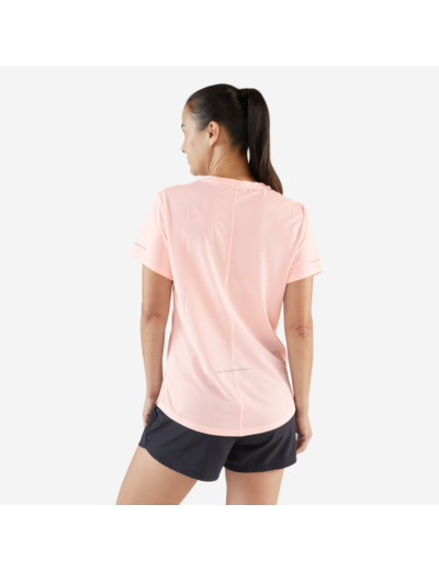 T-shirt running respirant femme - kiprun run 500 dry rose