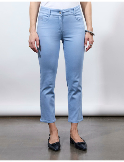Pantalon pantacourt slim uni BLEU CIEL Femme