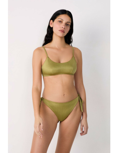 Brassière haut de maillot à nouer pailleté