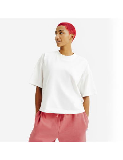 T shirt crop top femme, Elementals, blanc
