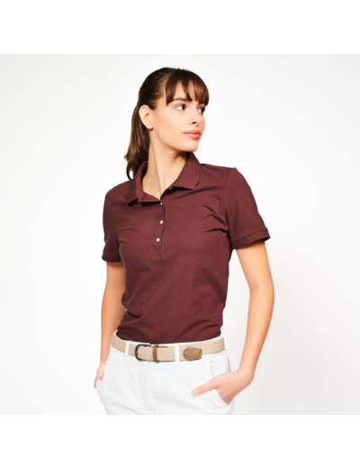 Polo golf en coton polyester manches courtes femme, MW500 marron foncé