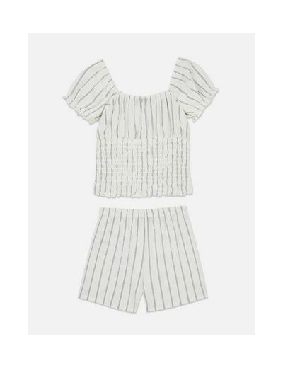 7–15 ans | Ensemble blouse froncée et short à rayures