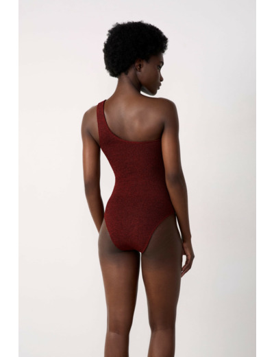 Maillot de bain 1 pièce asymétrique en matière extensible