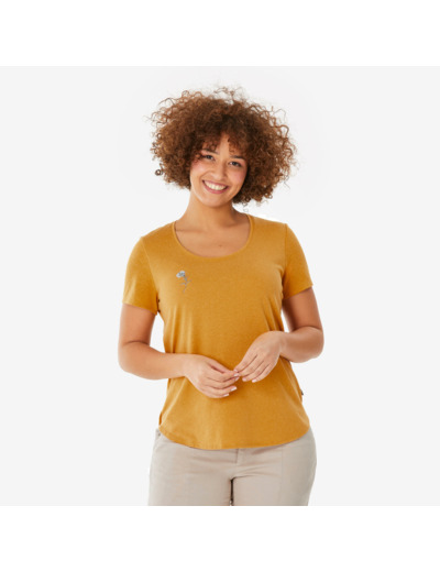 T-shirt de randonnée femme, NH500 jaune ocre