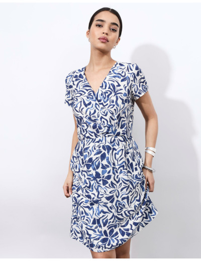 Robe courte imprimée BLEU