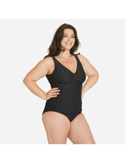 Maillot de Bain Femme 1 Pièce Gaufré Kaipearl New Noir