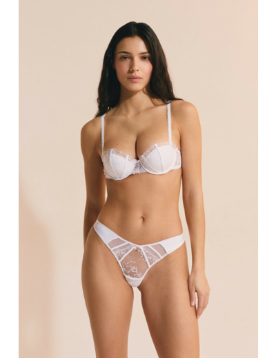 Soutien-gorge push up balconnet en dentelle et satin,Soutien-gorge push up balconnet en dentelle et satin;${refinementColor}