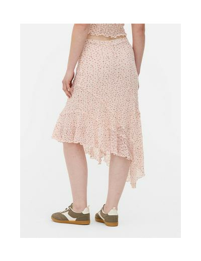 Jupe asymétrique en dentelle à imprimé