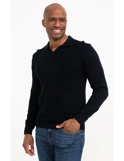 Pull col polo jacquard Fancy