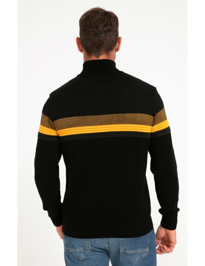Pull Col Montant Rayé