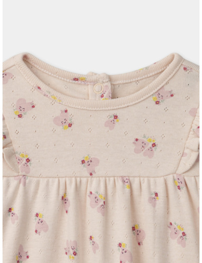 Pyjama en maille ajourée et imprimée