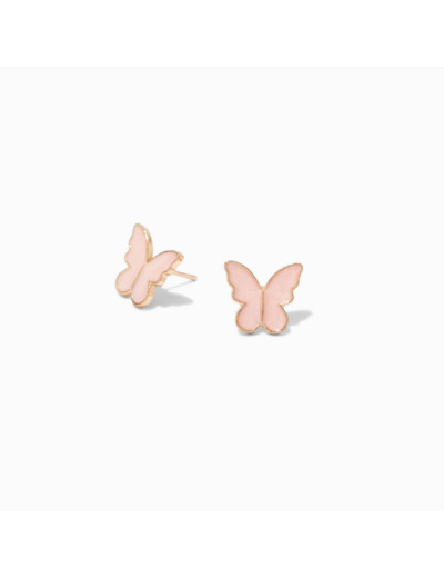 Clous d’oreilles papillons roses