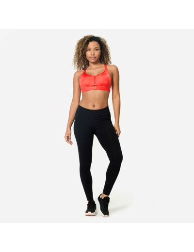 Brassière zippée double maintien fort Femme, Rouge
