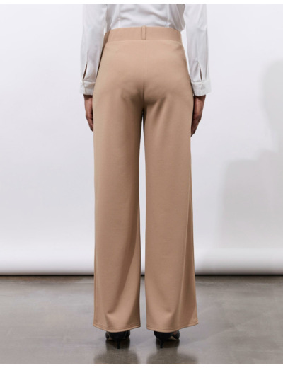 Pantalon long large uni BEIGE Femme