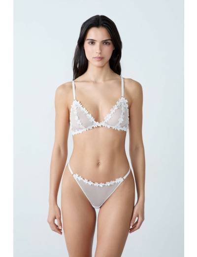 String en tulle broderie fleurs