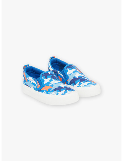 Slip-on bleu à imprimé requins