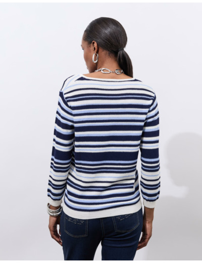 Pull fin rayé BLEU Femme