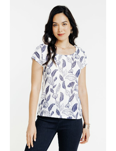 Tee-shirt imprimé brodé col rond