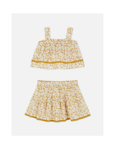 Ensemble chemisier et jupe à fleurs