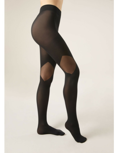 Collant opaque avec empiècements voile
