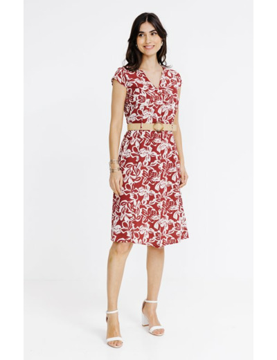 Robe chemise avec ceinture rafia