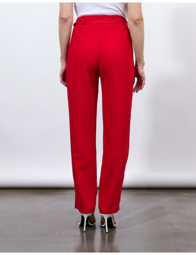 Pantalon 7/8 rond uni ROUGE Femme