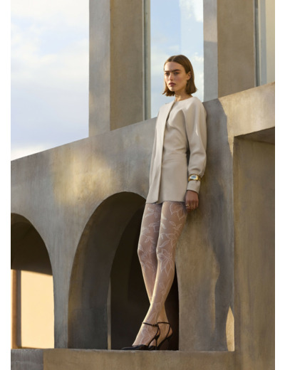 Collant en dentelle à grosses fleurs