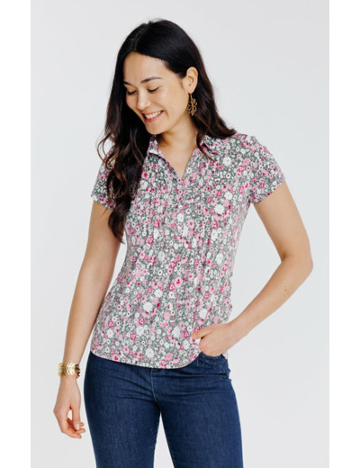 Tee-shirt col polo avec plis