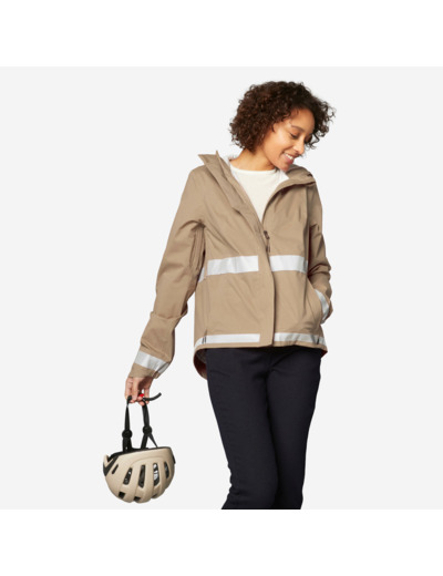 Veste pluie velo ville visibilite nuit 540 femme beige