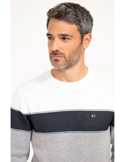 Pull col rond rayé Sporty