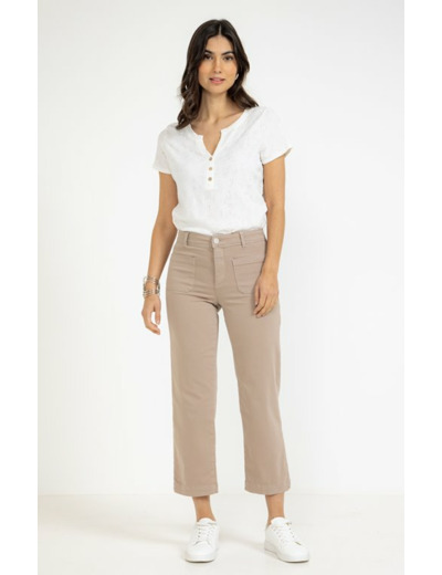 Pantalon crop poches plaquées devant