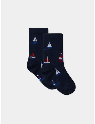 Chaussettes marines jacquard voiliers