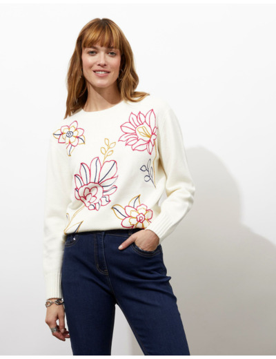 Pull épais à motifs ECRU Femme