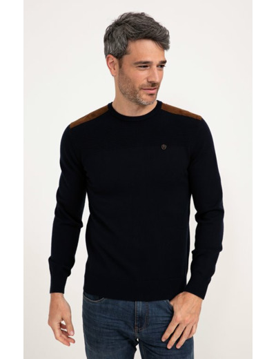 Pull col rond uni suede