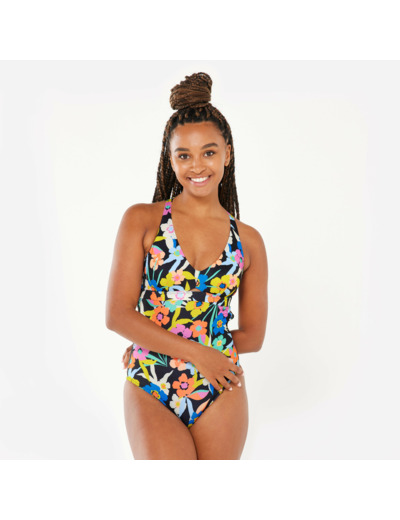 Maillot de bain 1 pièce fleuri de surf Femme - Agatha azalea multicolore