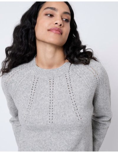 Pull épais en mélange laine chiné GRIS Femme