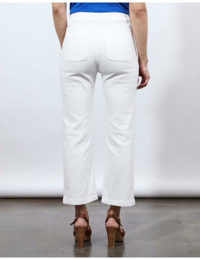 Pantalon cropped droit uni BLANC Femme