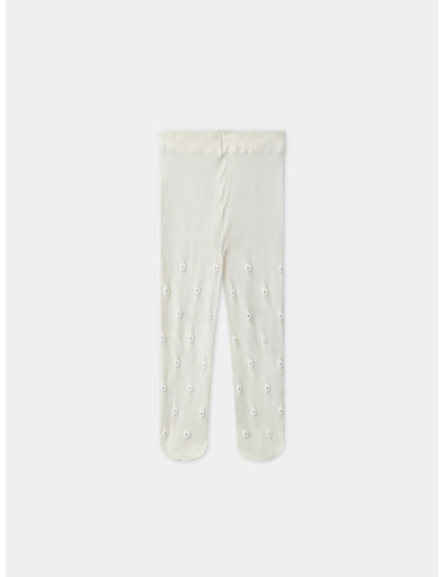 Collant microfibre écru fleuri