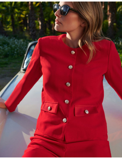 Veste unie ROUGE Femme