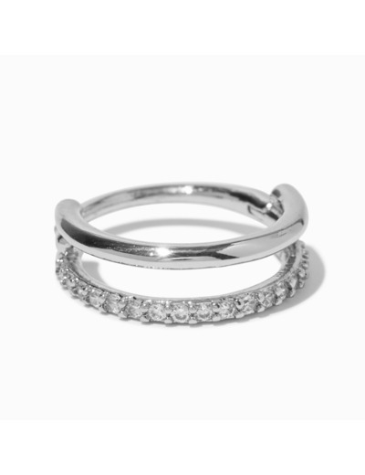 Anneau pour piercing conque 1,2 mm avec zircon cubique en acier inoxydable couleur argentée