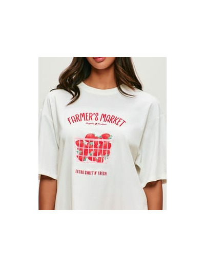 T-shirt manches courtes oversize en jersey imprimé "Farmer's market"