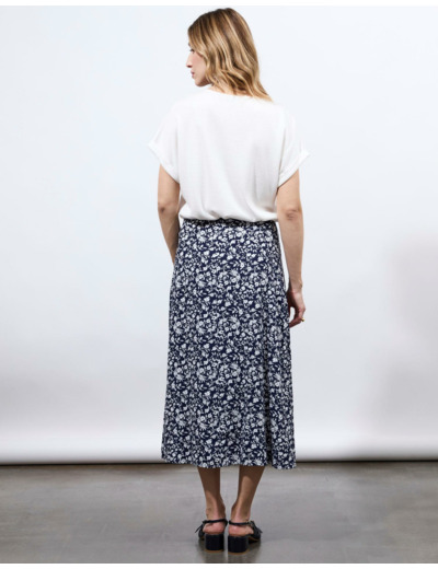 Jupe longue imprimé à fleurs MARINE