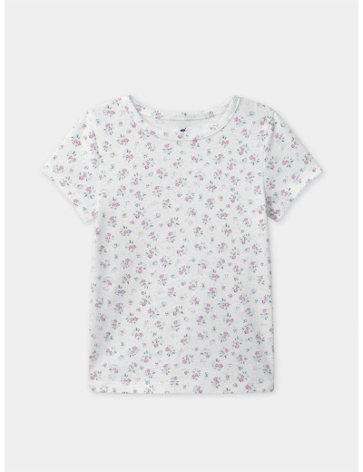 Lot de 2 t-shirts imprimés fleuries ou rose uni Fille