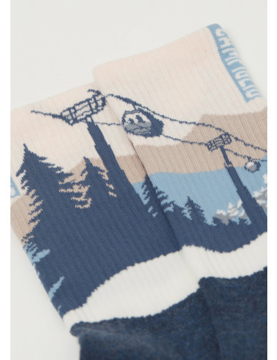 Chaussettes en cachemire à motif montagnes